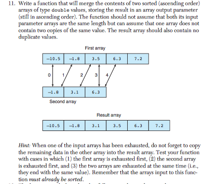  *C program 11. Write a function that will merge the contents