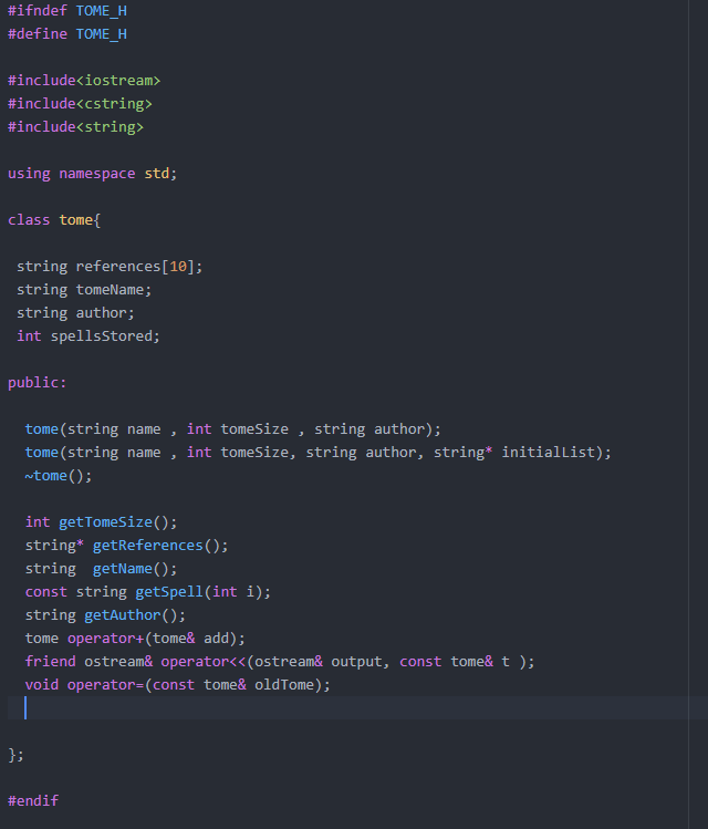 Help me with this following function please void tome::operator=(const tome& oldTome){ }