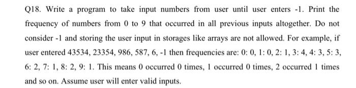 please provide a detailed solution with explanation Q18. Write a program to