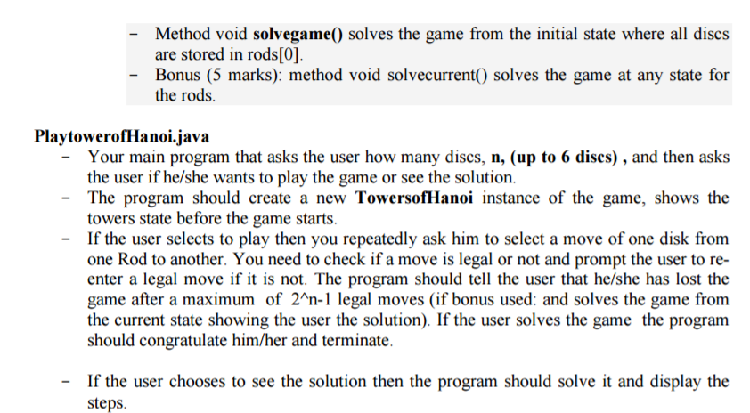 stacks (use the ListStack implementation) named rods with size 3 All three