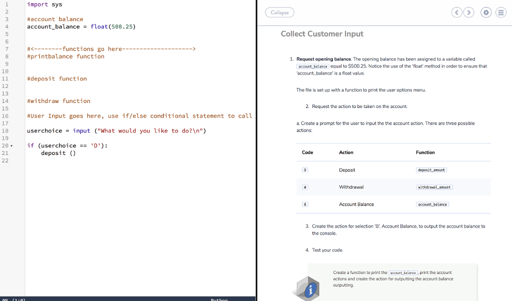 to create a very simple ATM. The project is broken into three