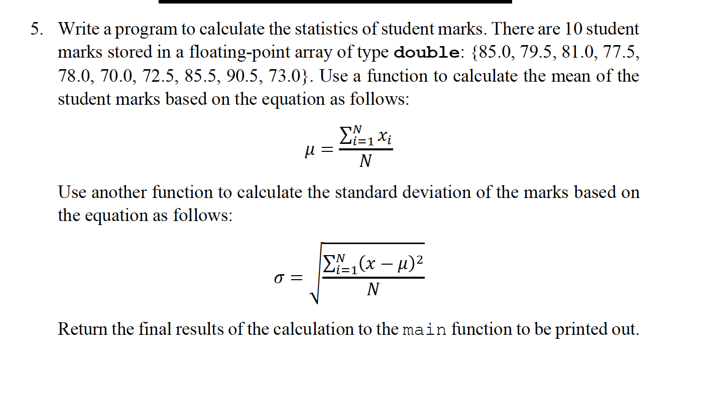  Write a C++ program to calculate the statistics of student marks.