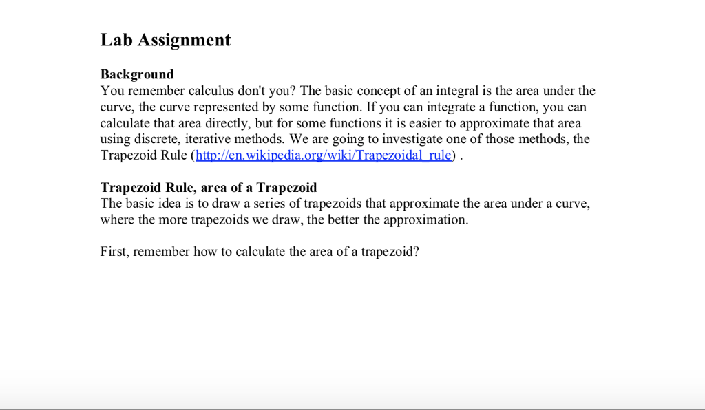 code in c++ Lab Assignment Background You remember calculus don't you? The