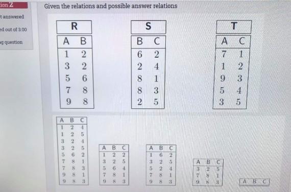  ion 2 2 Given the relations and possible answer relations tanswered
