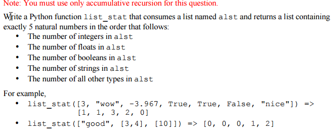  Note: You must use only accumulative recursion for this question. W?ite