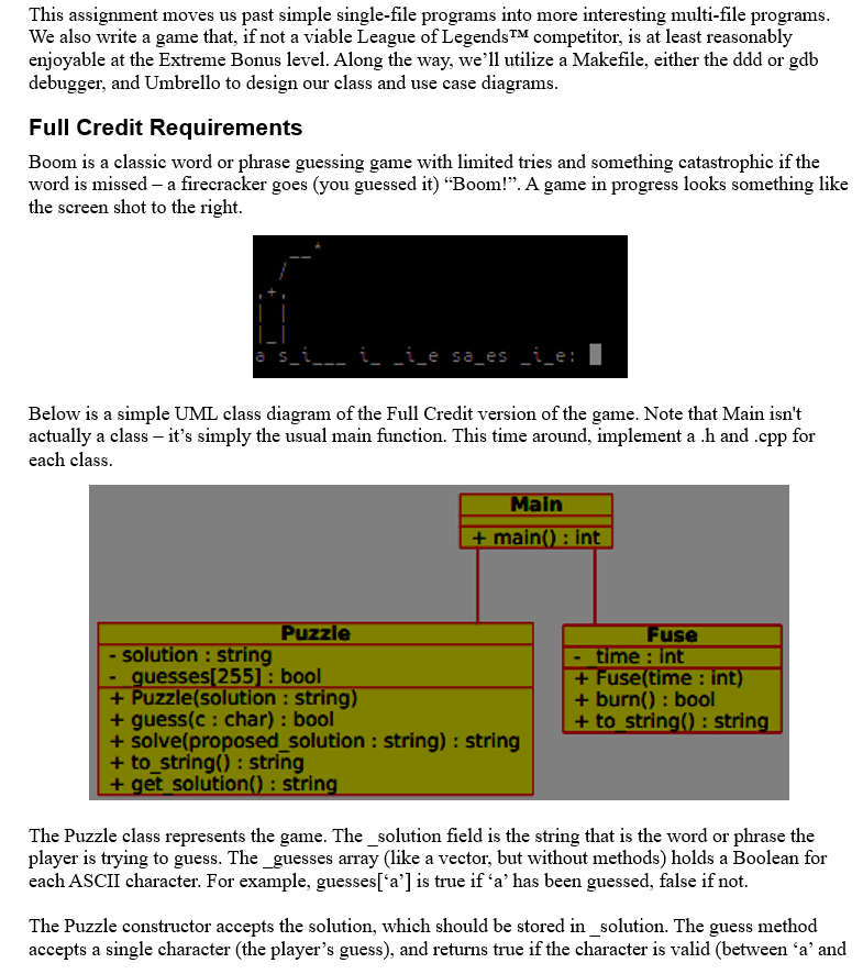  This assignment moves us past simple single-file programs into more interesting