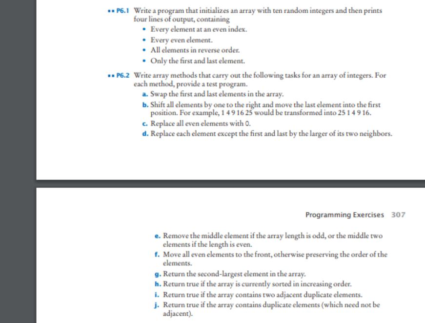  P6.1 Write a program that initializes an array with ten random