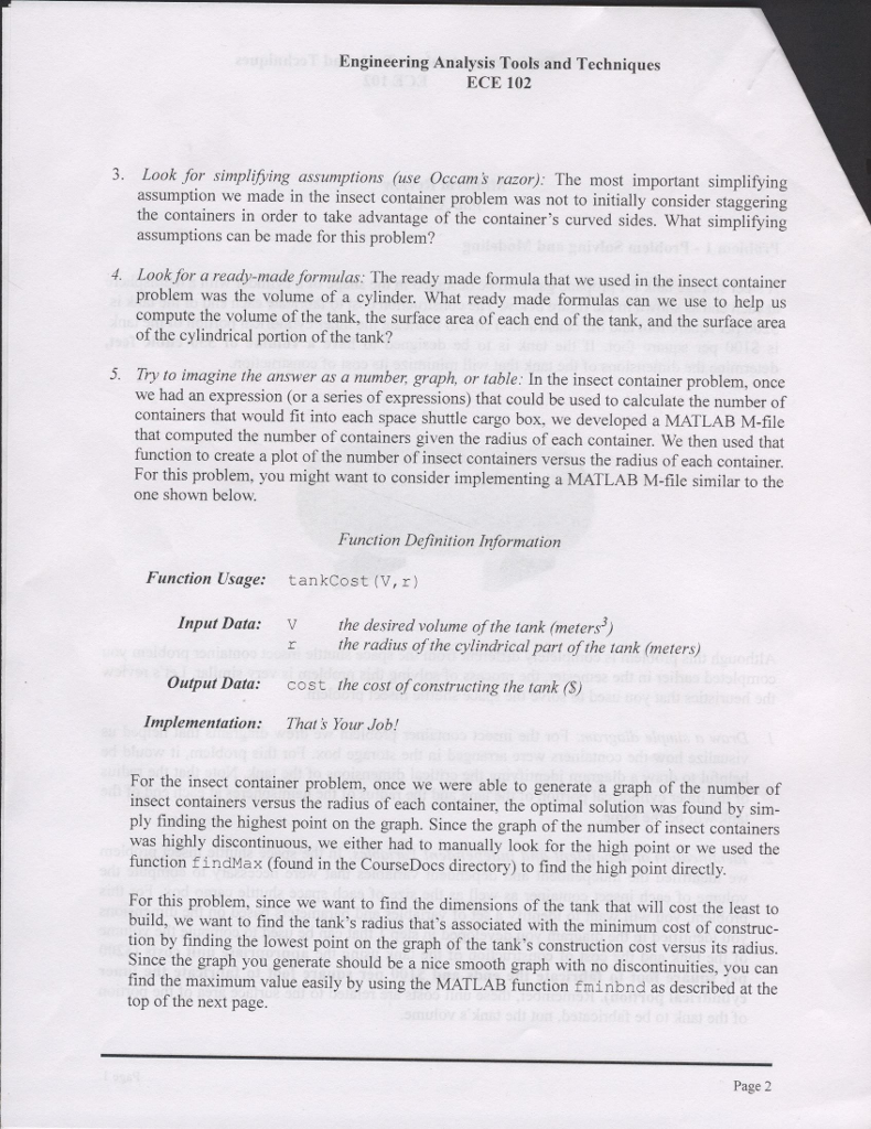 Fall XXXX Problem 1 - Problem Solving and Modeling A steel storage