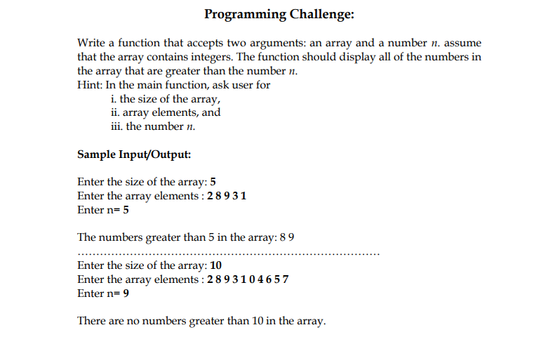  Post full code please Programming Challenge: Write a function that accepts