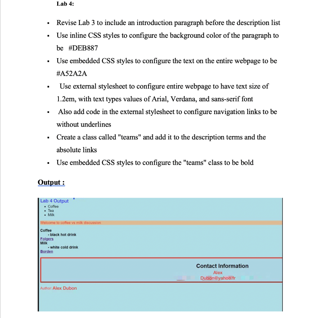 previous lab, I have attached the task and the output of lab