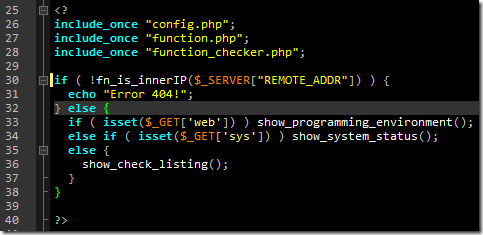 25 26 include_once "config.php"; 27 include_once "function.php" include_once "function_checker.php" 29 3e