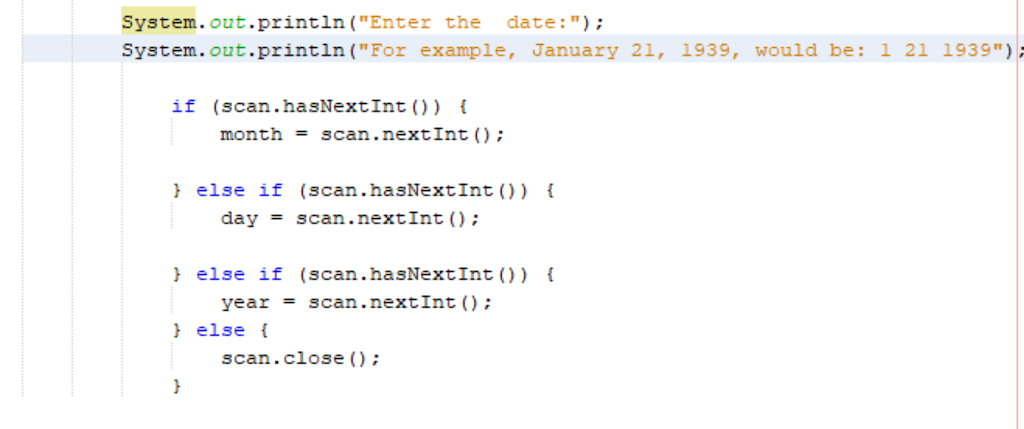  This program needs to prompt user to enter date in asingle