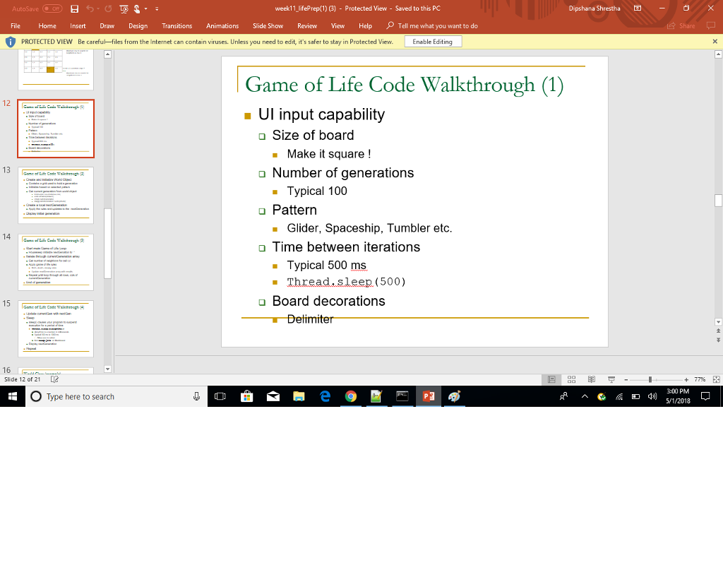 Hello Please help me with Game of life code for java in