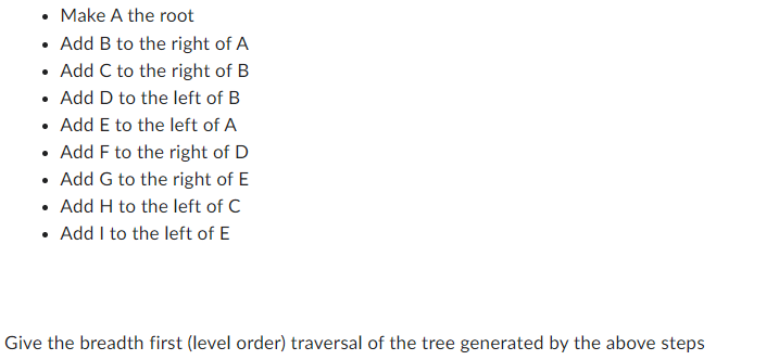  - Make A the root - Add B to the right