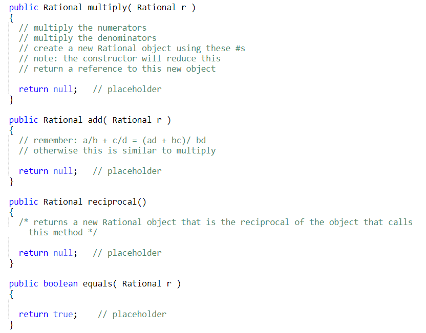 us make objects that represent rational numbers. public class Main { public