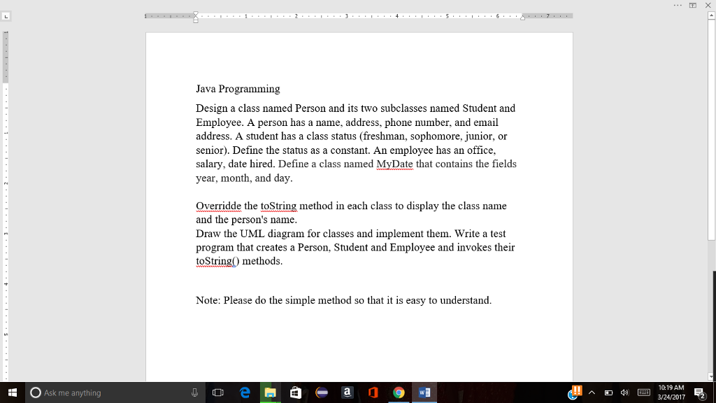  Java Programming Design a class named Person and its two subclasses