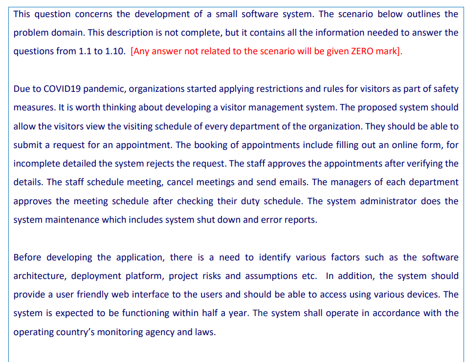  This question concerns the development of a small software system. The