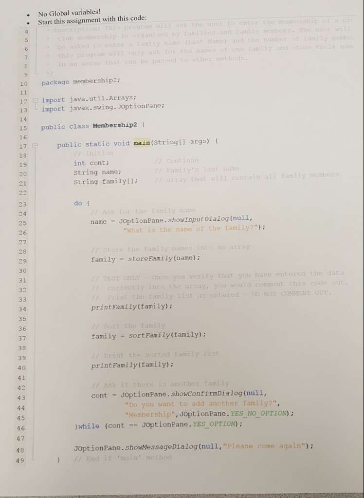 write a java program. I have most of the code just need