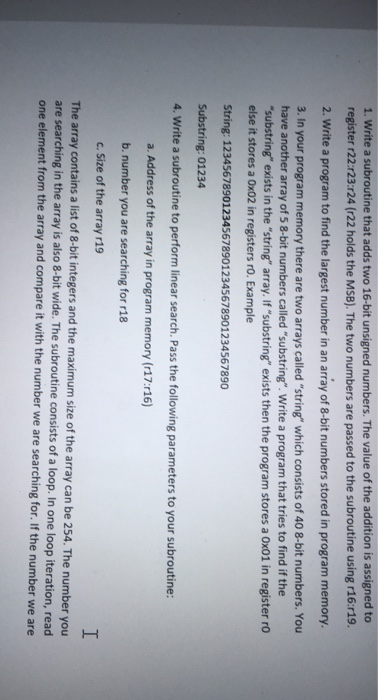  1. Write a subroutine that adds two 16-bit unsigned numbers. The