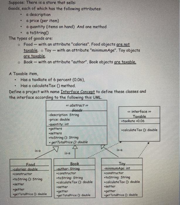 java 2 code . . Suppose: There is a store that sells:
