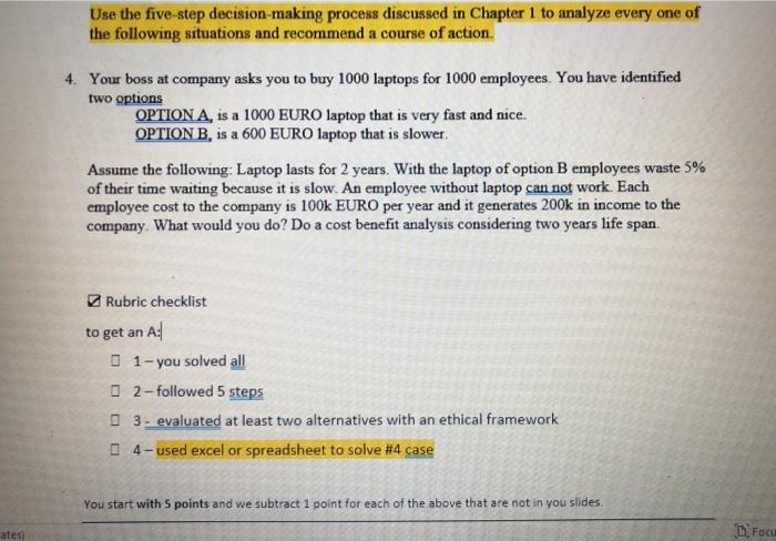  this photo is the five steps decision making process we should