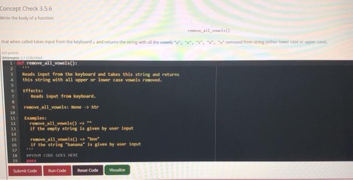  Solve it using Python Concept Check 3,5,6 "Write the body of