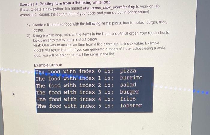 the screenshot of your code and your output in brightspace) 1) In