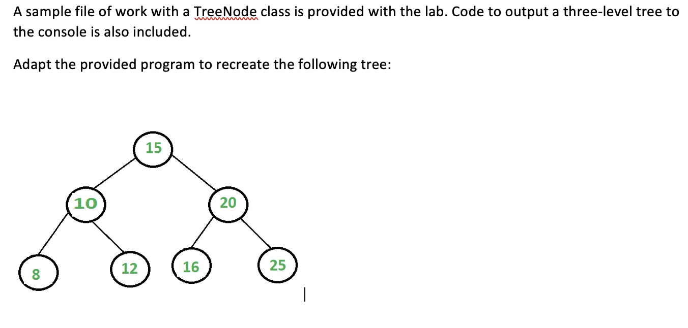  A sample file of work with a TreeNode class is provided