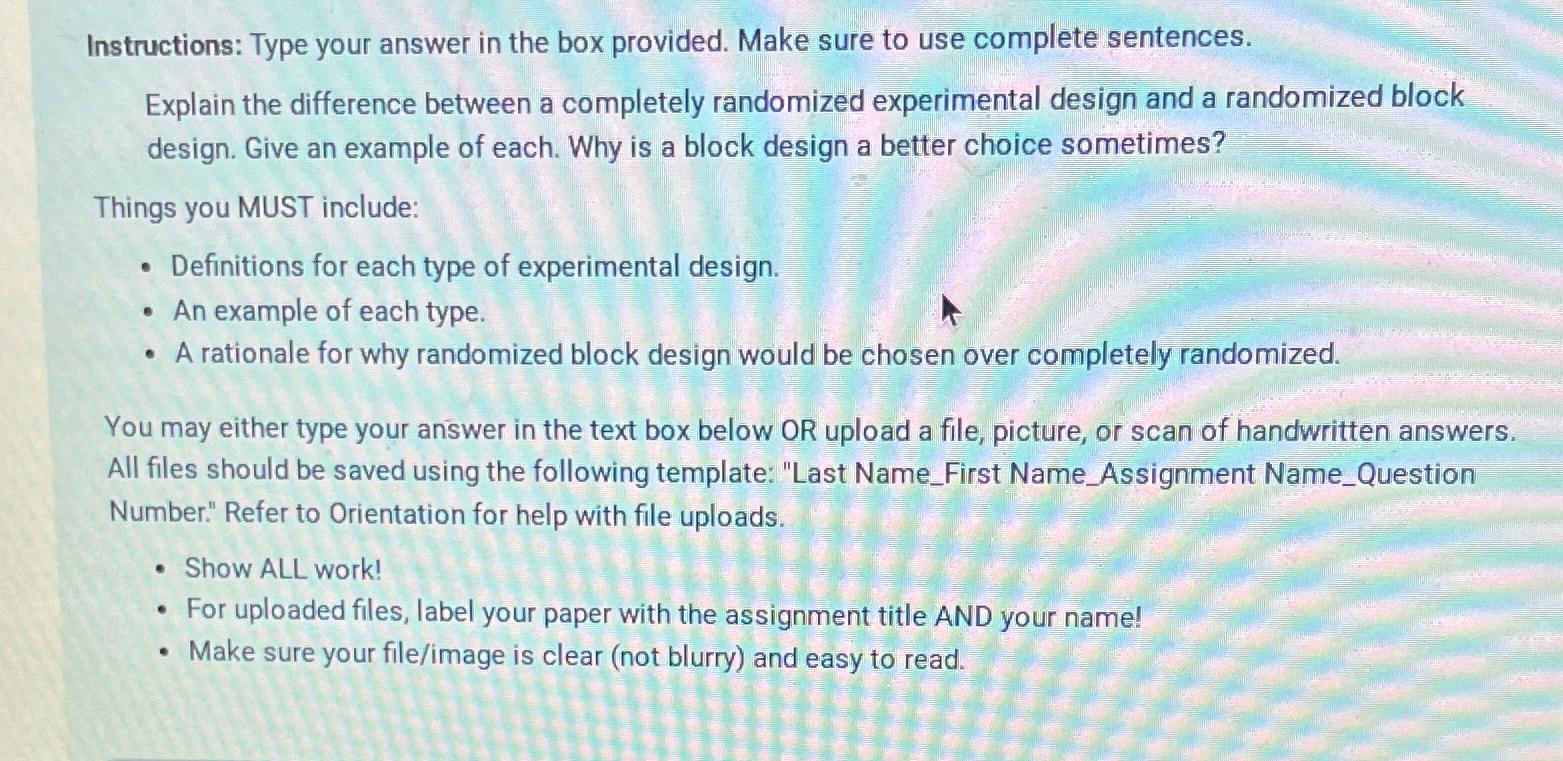  Instructions: Type your answer in the box provided. Make sure to