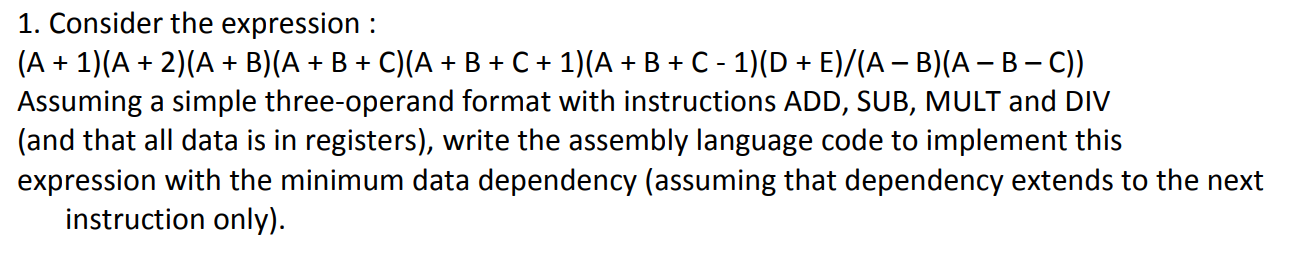  1. Consider the expression: (A 1) (A2)(A B)(A B C)(ABC 1)(A