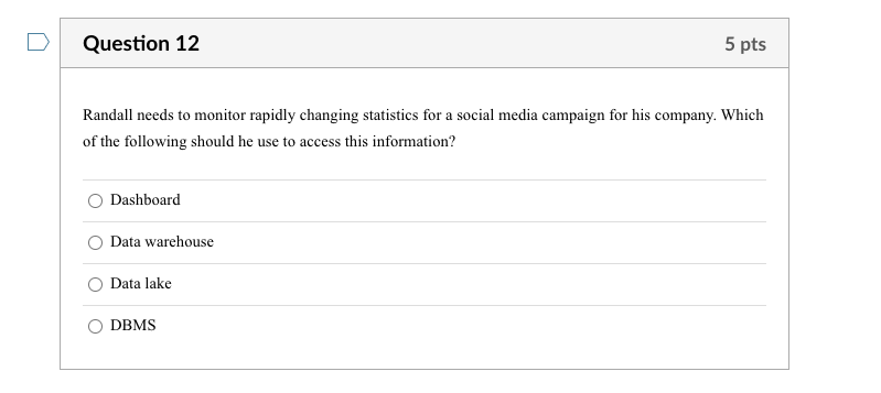 9 5 pts Which of the following is NOT a risk to