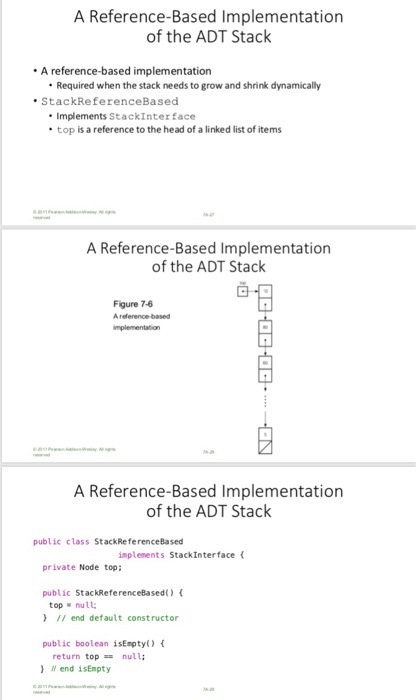  A Reference-Based Implementation of the ADT Stack . A reference-based implementation