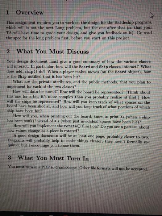  1 Overview This assignment requires you to work on the design