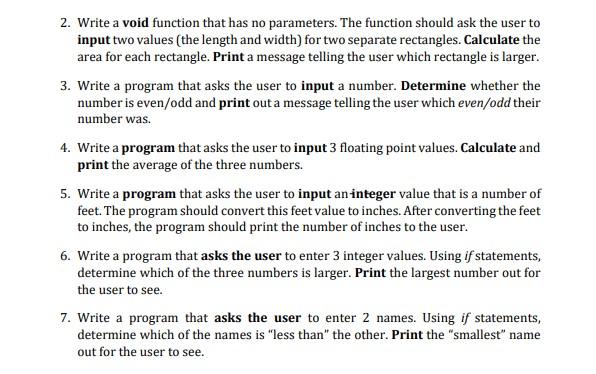  PYTHON 2. Write a void function that has no parameters. The