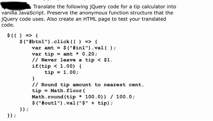 need help getting this jquery to vanilla js with html Translate the