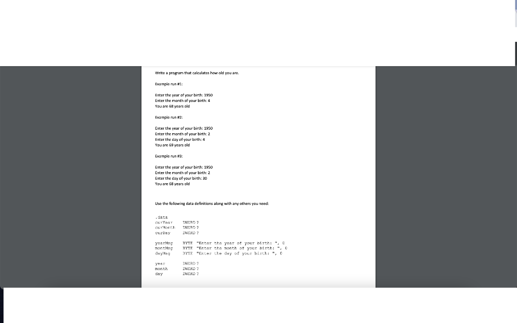 Hi, I need help with this assembly language x86 question in 32