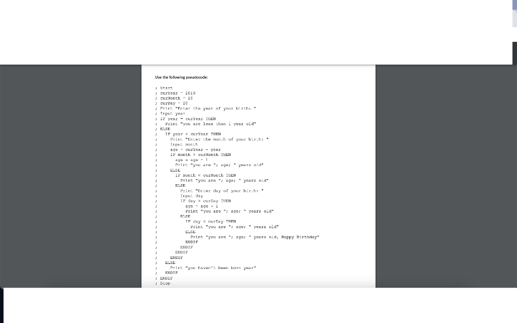 bit, please. Please follow the direction of the pseudocode in basic ways