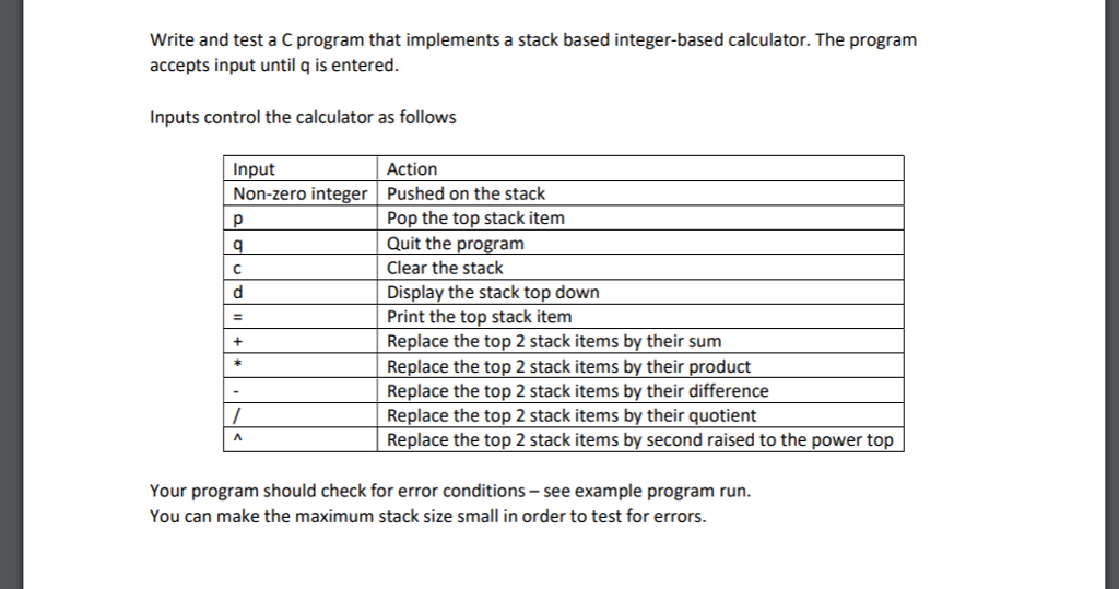 Computer Architecture & Assembly Language Class: I need a stack based C
