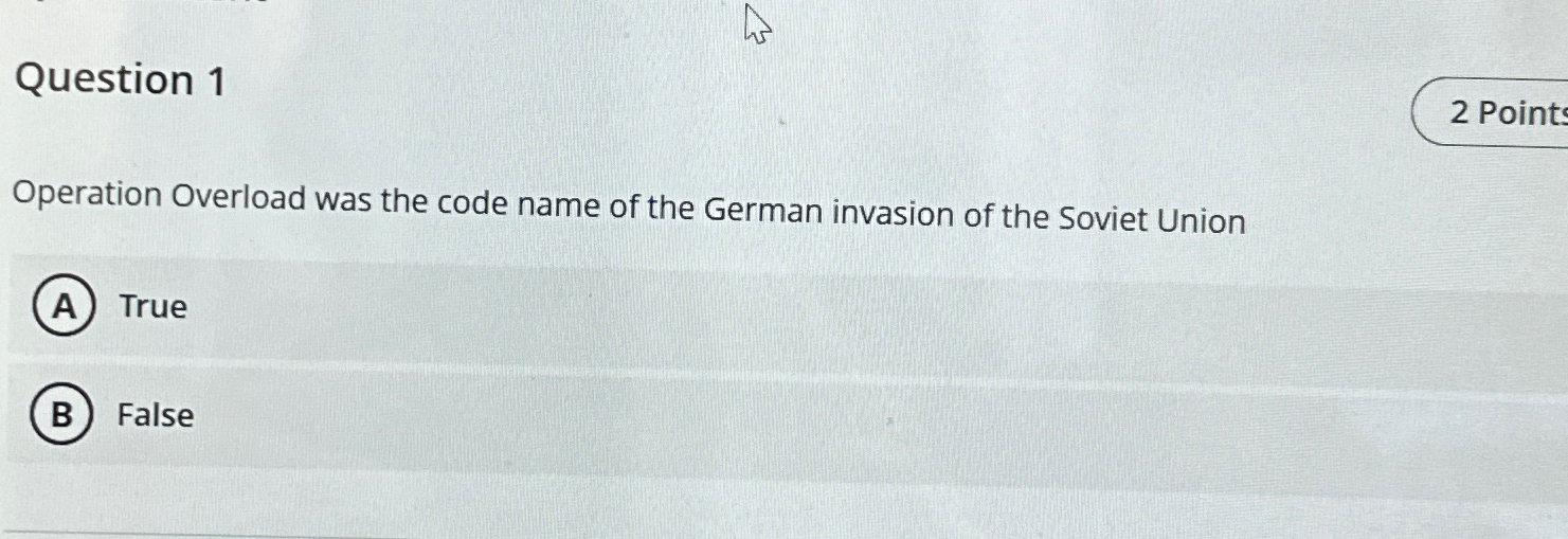  Question 1 2 Point Operation Overload was the code name of