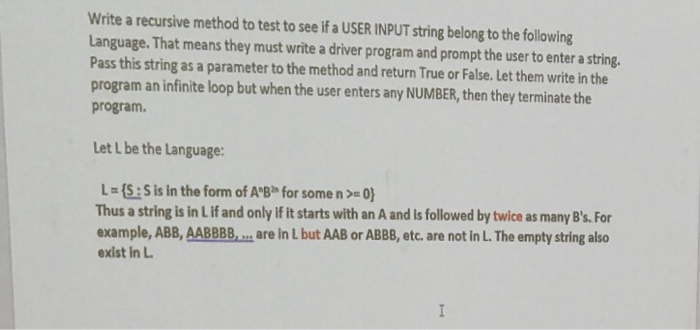  Do this in java please. Write a recursive method to test