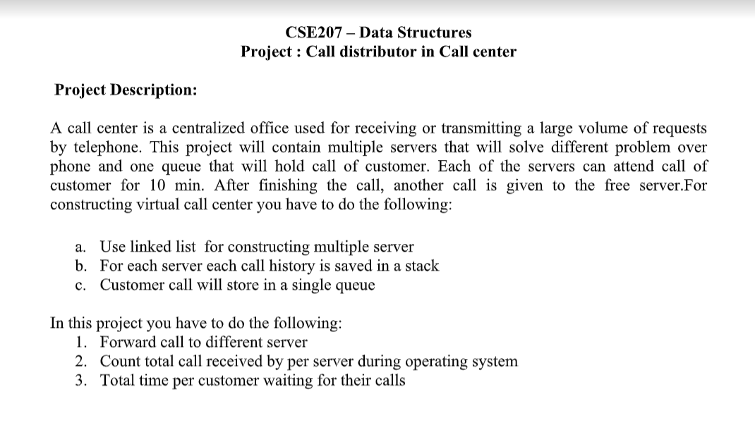 project will contain multiple servers that will solve different problem over phone