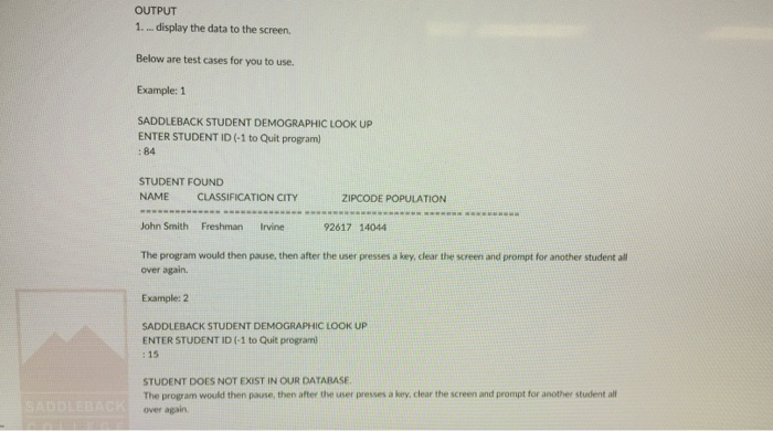 to look up the demographic information of a student. Their are two