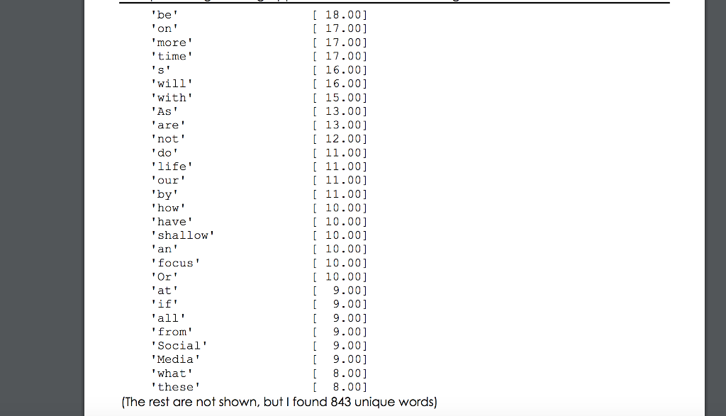a cell array of strings called bunchOfWords, counts the number of times