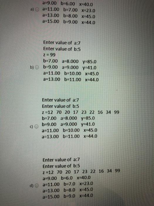 3 15 17 23 21 1 0 99; 12 70 20 5