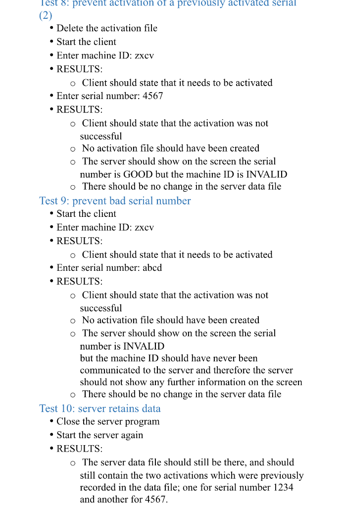 the server RESULTS: o An empty file called dataFile.txt file should be