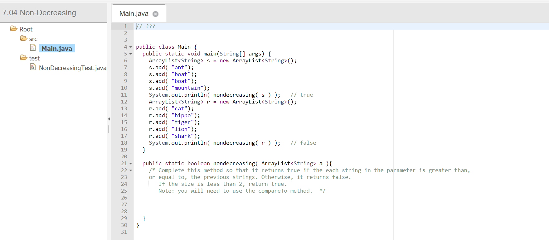 it returns true if each string in the parameter is greater than,