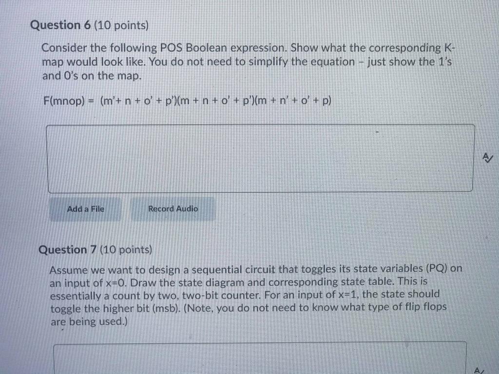 quick help with this Question 6 (10 points) Consider the following POS