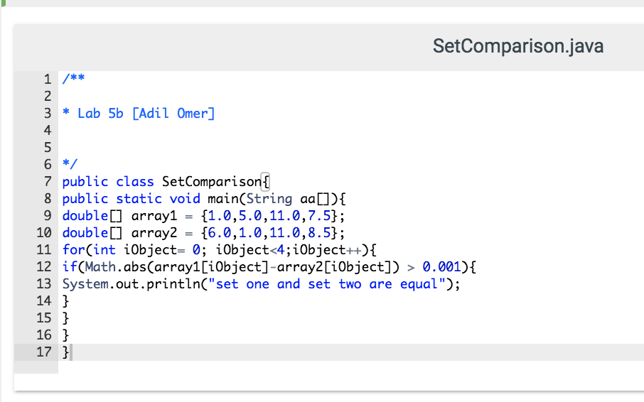 loops with arrays and comparing double values, using a threshold, to see