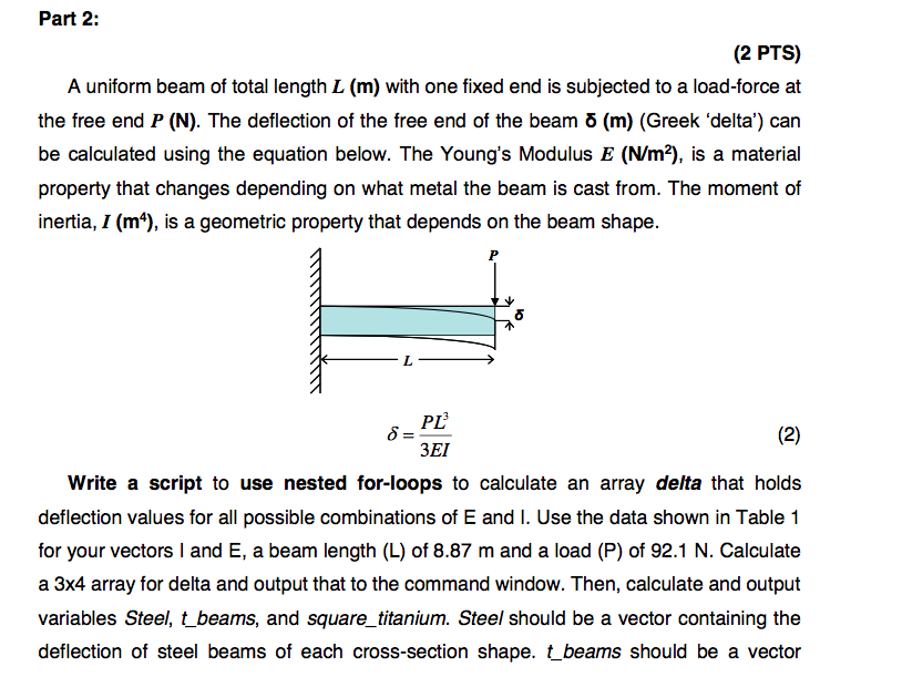 Using Matlab. Please write the script. The values must directly output to