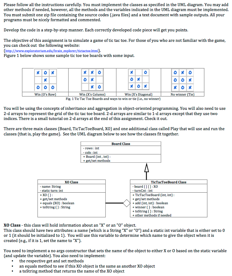 You must implement the classes as specified in the UML diagram. You